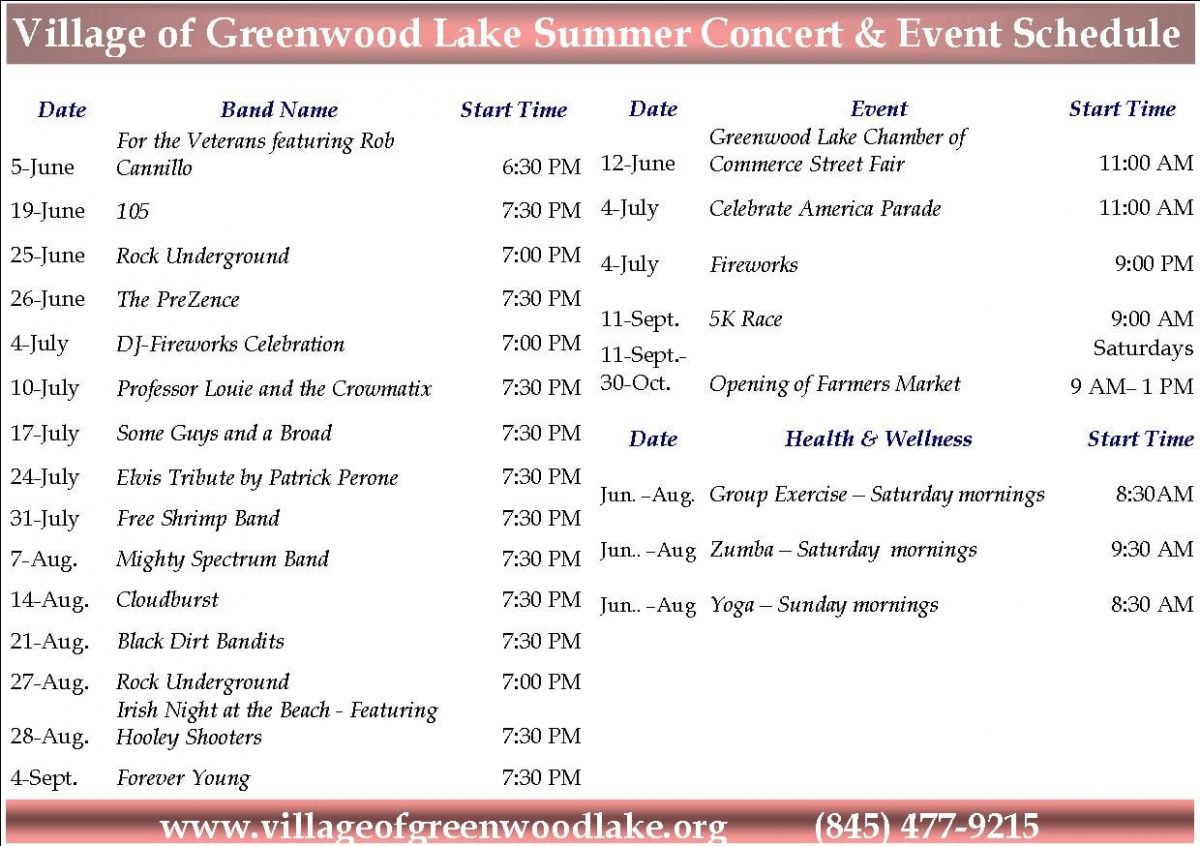 Greenwood Lake Summer Concert Series at Thomas P. Morahan Waterfront